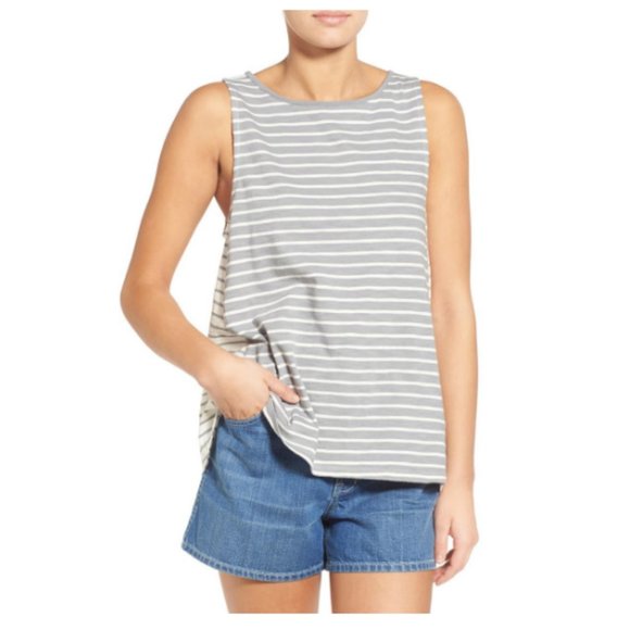 Madewell Forward Seam Stripe Tank Dusk-Grey - Picture 1 of 8